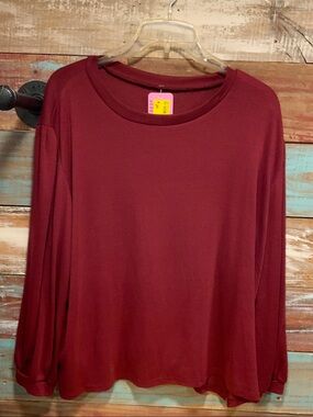 Women’s Long Sleeve Crewneck Top - Burgundy 1113424